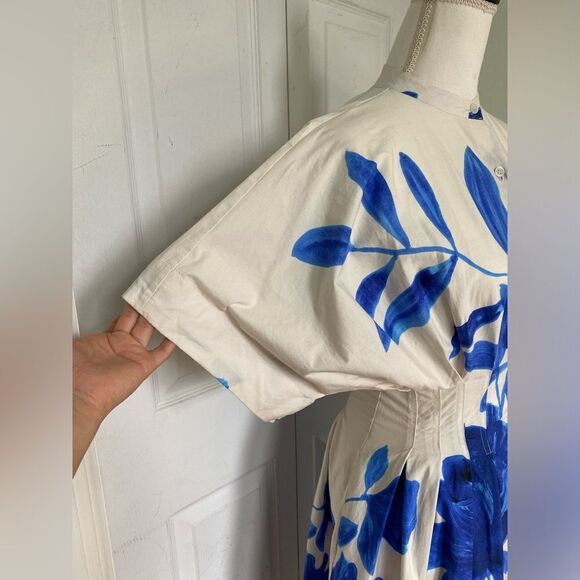 Natori Andora Printed Cotton Poplin Pleated Dress - Picture 7 of 12